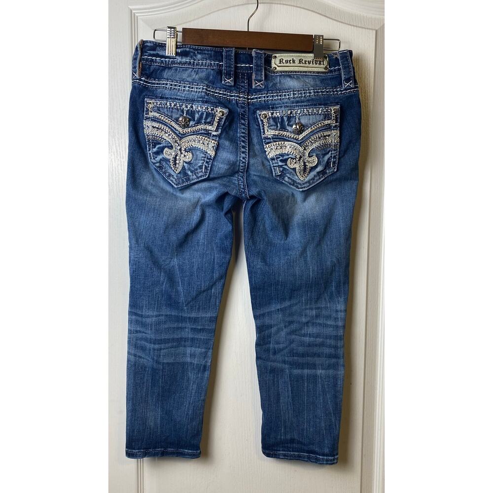 Rock Revival Yada Mid Rise Stretch Crop Blue Jeans Size 27